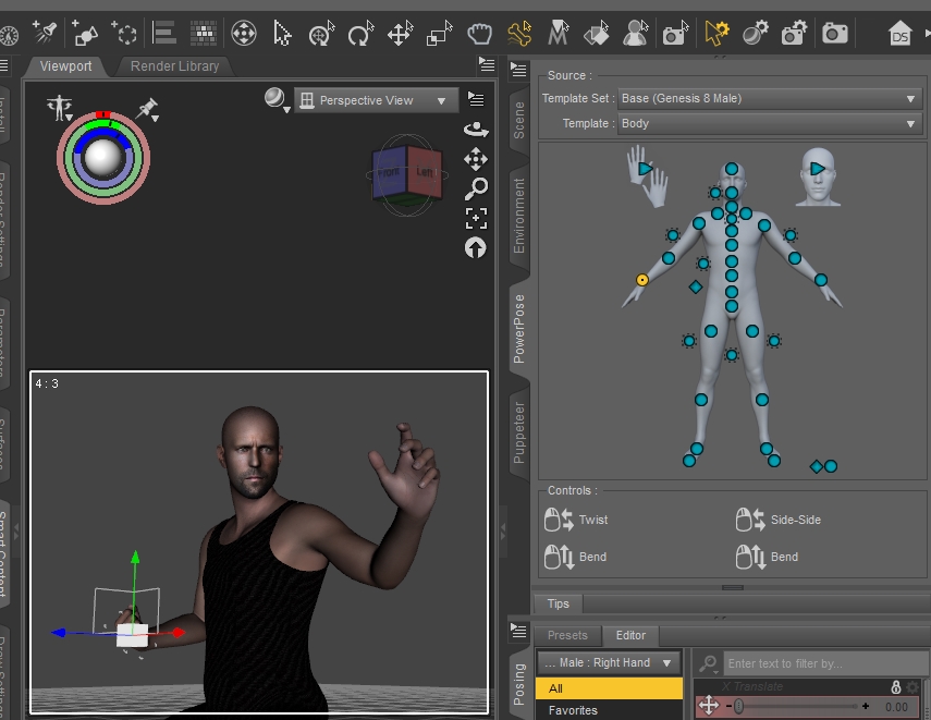 Daz Studioのポーズのやりかた ポージング