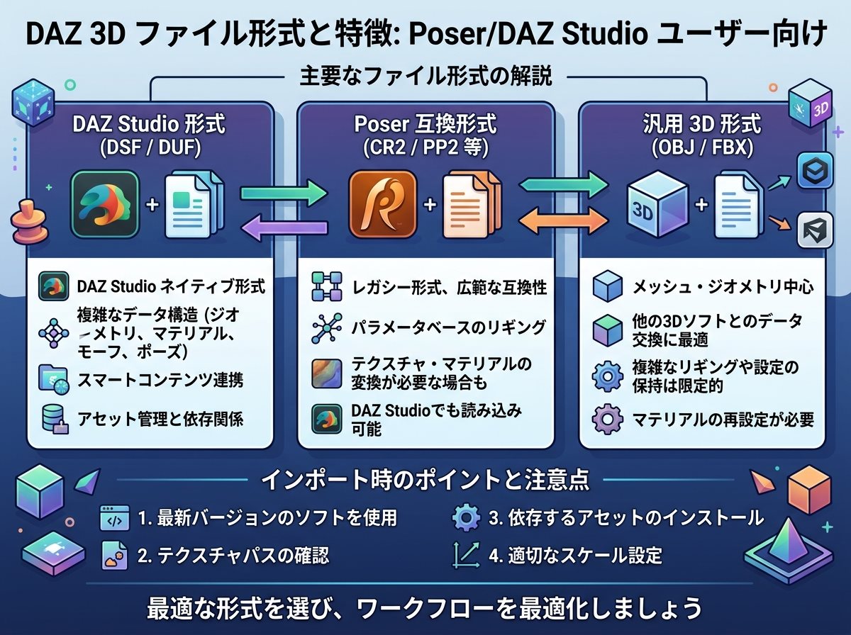 インポート DAZ 3D ファイル形式と特徴