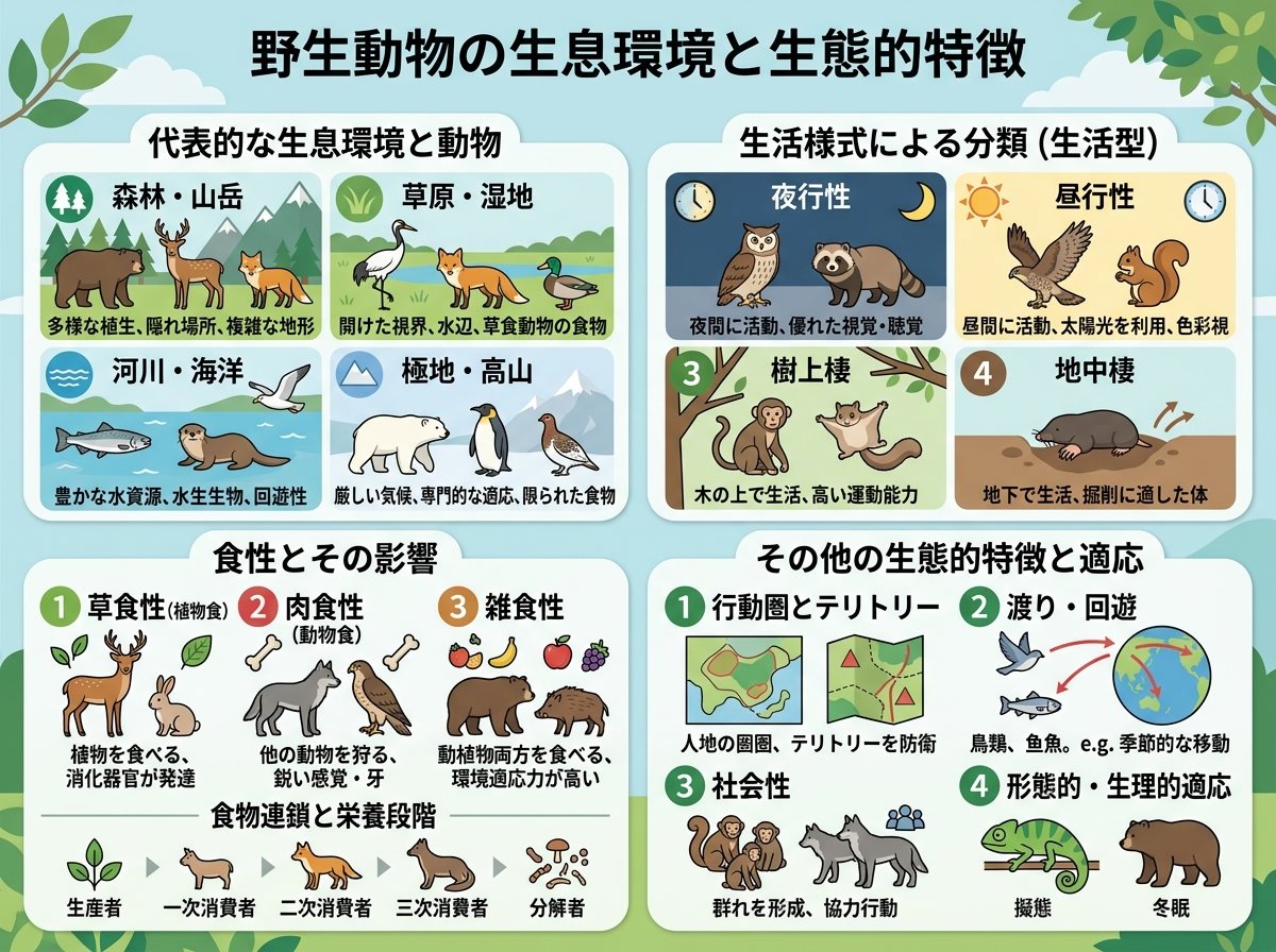 野生動物の生息環境と生態的特徴