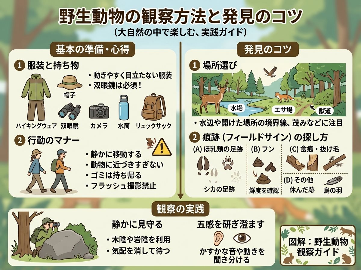 野生動物の観察方法と発見のコツ