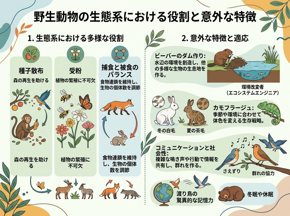 野生動物の生態系における役割と意外な特徴